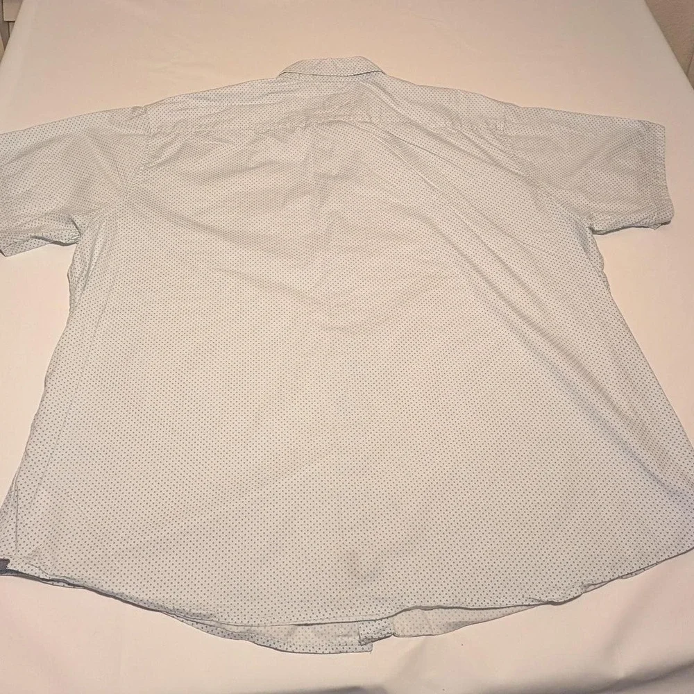 Lee Stretch 3XL White Blue Geometric Short Sleeve Button Up Shirt